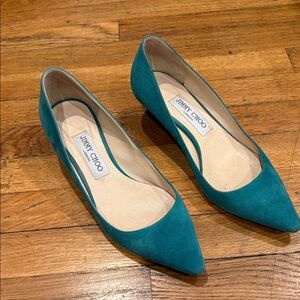 Jimmy Choo Turquoise Suede kitten heel